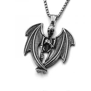 Titane Acier Ornement Mode Personnalité Crâne Avec Ailes Hommes S Acier Inoxydable Punk Pendentif Saint Valentin - Neuf
