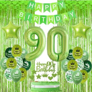 Ballon 90 Vert Sauge,90 Ans Décorations Anniversaire Vert,Décoration Anniversaire 90 Ans Homme,Vert 90 Ans Femme Décoration Anniversaire,Ballon Anniversaire 90 Ans Vert Rideau Métallique - Neuf