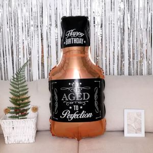 Kit De D&eacute;coration Anniversaire 50 Ans - Ballons H&eacute;lium, Feuille De Bi&egrave;re Et Whisky Pour F&ecirc;te Homme Et Femme - Neuf