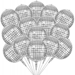 CAUC-15 PCS Disco Ballons, Ballons Disco en Aluminium, 22Inch ballons Aluminium 4D, Ballon Boule a Facette, Décoration de Fête disco pour Décorations de Fête des Années 60,70, 80 et 90 - Neuf
