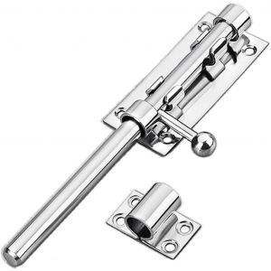 Verrou de porte coulissante robuste avec trou de cadenas, acier inoxydable 304, loquet de sécurité à barillet de sécurité, 12 mm de diamètre, 196 mm en acier inoxydable - Neuf