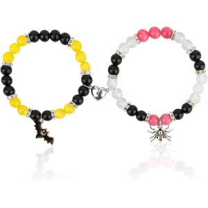 Lot De 2 Bracelet Chauve Souris Pour Couple D'amis,Bracelet D'amiti&eacute; Magn&eacute;tique En M&eacute;tal Bracelet Couple Pour La Saint-Valentin Accessoires De Costume De Cosplay Bijoux Cadeaux - Neuf