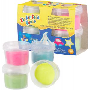 Lot de 4 mini pâtes à modeler douces pour enfants 80 g Non toxique Végétalien et sans gluten Séchage à l'air libre Avec paillettes bio Dans un kit de pétrissage (à partir de 2 - Neuf