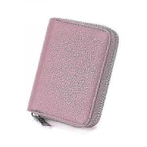 Unisexe Titulaire De La Carte En Cuir Pu Couleur Unie Fermeture À Glissière Porte-Monnaie De La Carte De Serrage De Grande Capacité Court - Neuf