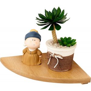 Cauc-Etagere D`Angle Flottante En Ch&iquest;&iquest;Ne Bois, Flottant Etagere D`Angle En Bois Rustique Avec Extr&iquest;&iquest;Mit&iquest;&iquest; Arrondie De Bain Chambre &iquest;&iquest; Coucher Salon Cuisine Bureau - Neuf