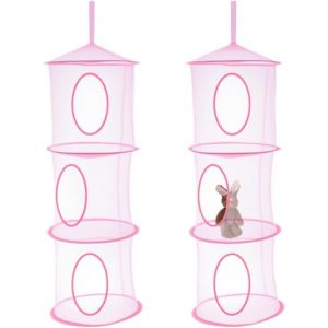 CAUC-2 Pi&egrave;ces Filet de Rangement Suspendu,Filet de Rangement Peluche,Filets Peluche &agrave; Suspendre Pliable,Panier Rangements de Jouet Suspendu,Range Doudou Mural avec 3 Niveaux,Organiseur de Jouet - Neuf