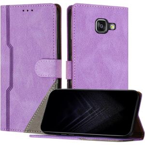 KAL-&Eacute;tui Pour Samsung Galaxy A710/A7 2016, Housse En Cuir Pu Avec [Protection Antichoc Tpu] [Fonction Support] [Porte-Cartes ] Antichoc Magn&eacute;tique Coque Pour Galaxy A710 - Violet - Neuf