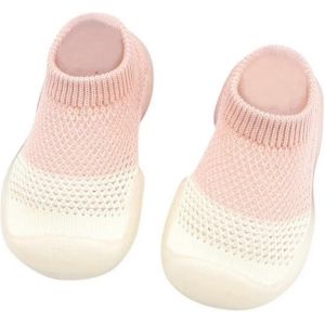 Chaussures Pour Tout-Petits 0-4 Ans B&eacute;b&eacute; Premi&egrave;re Marche Baskets Gar&ccedil;ons Filles Doux Mignon Couleurs Mixtes &Eacute;lastique Mesh Chaussures Respirantes (6-12 Mois) (Rose) (2pcs / Paire) - Neuf