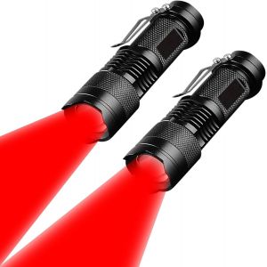 ERYI-Lampe De Poche Led Lampe De Travail Multifonctions Mini-Lampe Portable 3 Modes Lampe De Poche Pliable Idéale Pour Le Camping, La Randonnée, La Vision Nocturne, La Pêche De Nuit (2, Red) - Neuf