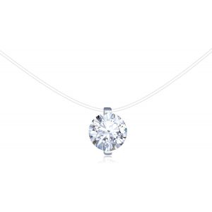 Kal-Collier Transparent En Nylon Avec Perle/Boule De Cristal/Rond Zircon En Argent 925, Collier Ras Du Cou Collier Clavicule Bijoux Pour Femmes Et Filles - Neuf