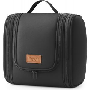 MAA-Grande Trousse de Toilette Suspendue, Trousse de Voyage Homme, Trousse de Maquillage Femme, Kit Voyage, Vanity, Sac avec Crochet, Organisateur pour Bouteilles, Cosmétiques, Vacance, Noir - Neuf
