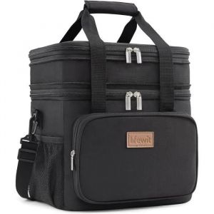 Sac lunch double couche sacs isothermes isothermes sac bandoulire impermable pour bote lunchNoir - Neuf