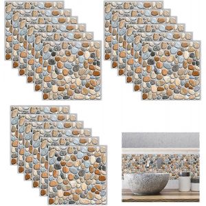 18pcs autocollants de tuiles autocollants imperm&eacute;ables,d&eacute;cor mural en PVC (20X20Cm) - Neuf