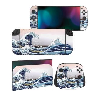 Hljhj-Autocollant Pour Nintendo Switch 2 Manette & Console & Joycon & Dock,Sticker Skin Decal Pour Switch 2 Accessoires Protection - Grande Vague - Neuf