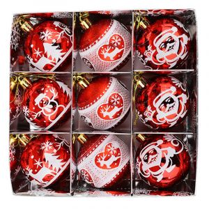 (Rouge) 9pcs Boules de Noël, 60mm Boule de Noël Décorations d'Arbre de Noël Incassables Rouge Accroché des Boules Décoratives en Ballon des Ornements pour Arbres de Noël, Fête de Mariage Décoration - Neuf