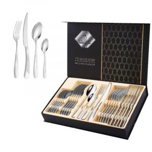 Ménagère 24 Pièces Argenté Avez Boîte-Cadeau Ensemble De Couverts Pour 6 Personnes - Neuf