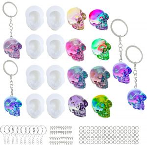 8pi&egrave;ces Moule Resine Epoxy Tete De Mort Moule Resine Epoxy Halloween Moule &Agrave; Bougie - Neuf