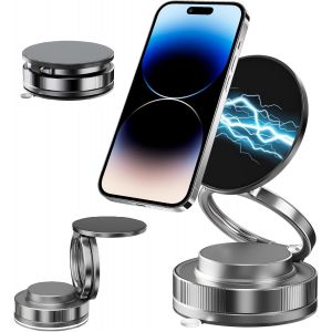 KALANKA-Support Telephone Voiture Ventouse Vide Magnetique Rotation 360 Degres Support Pliable Universel Forte Adhesion pour La Plupart des Smartphones sur Surface Lisse Voiture Miroir Bureau Noir - Neuf