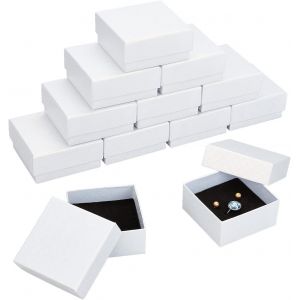12 Boîte À Bijoux En Carton De 7.5x7.5x3.5 Cm, Boîtes En Carton De Boîte-Cadeau En Papier Carré Blanc Avec Remplissage En Éponge Pour Pendentifs Colliers Bracelet Emballage Cadeau Expédition - Neuf