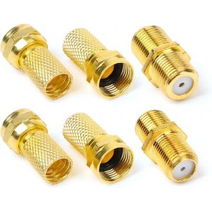 2 x Raccord à visser fiche F 7mm Femelle/Femelle et 4 x fiche F 7mm avec joint en caoutchouc pour câble d'antenne SAT câble satellite coaxial - Neuf