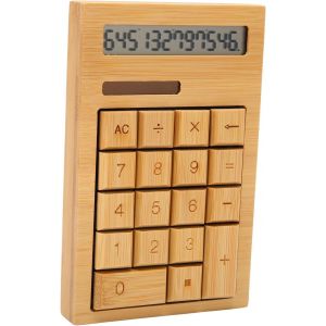 LETNERNY-Calculatrice En Bois De Bambou Pour L'&Eacute;cole De Bureau, Calculatrice &Agrave; Grand &Eacute;cran &Agrave; 12 Chiffres Avec Alimentation Par Batterie Solaire, Calculatrice En Bois Multifonctionnelle &Agrave; - Neuf