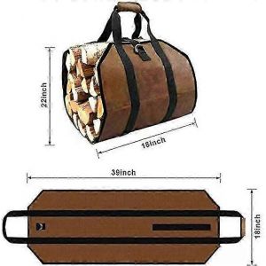 Sac fourre-tout en bois de chauffage en toile de rangement pliable avec poign&eacute;es et boucles Toile de bois de chauffage - DD01 - Neuf