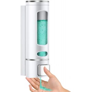 BHHBB-Distributeur de Savon Mural, 400ML Distributeur Savon, Distributeur Gel Douche Rechargeable, Distributeur de Savon pour Shampooing, Gel Douche, Savon Liquide, Après-Shampoing, Anti-Fuite - Neuf