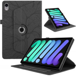 KAL-Coque Pour Ipad Mini 7 Tablette Coque/Ipad Mini 6 8.3"" 2024/2021 Tablette Cover Étuis Cuir 360°Rotatif Multi-Angle Stand Flip Protection Housse Cover Pour Ipad Mini 7,Noir Arbres - Neuf