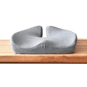 Coussin de si&egrave;ge en mousse &agrave; m&eacute;moire de forme pour chaise de bureau, voiture, avion - Gris clair, design ergonomique, housse lavable - Neuf