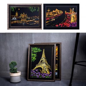 Ville Scratch Peinture Dessin Papier Diy Art Artisanat Scratchboard Mur Decoration_Dream Ch&acirc;teau - Neuf