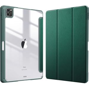 Coque Pour Ipad Pro 11 Pouces 2022/2021 / 2020/2018 (4e / 3e / 2e / 1e Génération) - [Rangement Stylet] Étui Transprent Clair Housse Antichoc, Vert Bouteille - Neuf