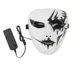 Masque Lumineux Effrayant En Plastique Blanc Avec Lumiere Froide El Pour Fete D'halloween Avec Lumiere Bleue Transparente - Neuf