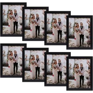 ERYI-8Pcs Cadres Photo 15X20 Cm, Pvc Style Régulier Cadres Photo Convient Pour Tentures Mural Et Sur Table Décoration - Noir/Épaisseur 1,1 Cm - Neuf