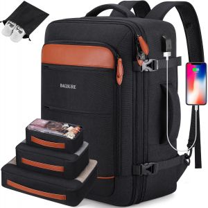 YEMAESRE-Sac À Dos Pour Homme 42 L - Sac À Dos De Voyage Étanche Avec Lot De 4 Pièces Pour Avion/Bagage À Main/École, Matériau Respirant Et Double Poignées - Neuf