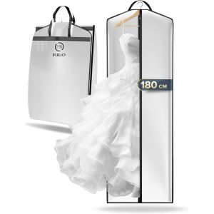Jexnovashop-Firio 1 X Premium Housse Robe De Mariée Pliable I Anti-Mites, Respirants & Imperméables I Housse Robe Longue 180 Cm I Housse Vetements À Suspendre Longue, Veste, Manteau I Housse Manteau - Neuf