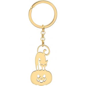 Kal-Halloween Porte-Cl&eacute;s Citrouille En Acier Inoxydable Bijoux Cadeaux De Fantaisie Pour Les Femmes Filles D&eacute;cor Citrouille Portefeuille Porte-Cl&eacute;s - Neuf