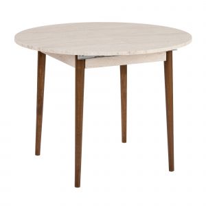Table &agrave; manger extensible en bois "Viona" 100 x 100 x 75 cm - Travertin - Neuf