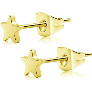 Kal-Boucles D'oreilles Coeur Plat Titane Sans Nickel Hypoallergénique Pour Oreille Sensible Délicat En Forme De Coeur Pour Les Femmes Filles Adolescents - Noir, Argent, Or, Or Rose - Neuf