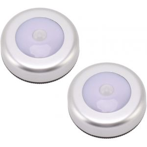 Kalsw-Lot De 2 Mini Veilleuses Led À Détecteur De Mouvement,Lumière Blanche Chaude,Alimentée Par Piles,Pour Placard,Tiroir,Lit (Lumière Blanche) - Neuf