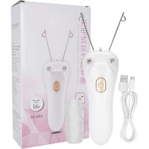 &Eacute;pilation De Visage &Eacute;pilateur &Eacute;lectrique Du Visage Threading Machine Pour Cheveux Du Visage Fil De Coton &Eacute;pilateur Rechargeable &Eacute;pilateur Rasoir (H&ocirc;te + Fil De Coton + C&acirc;ble Usb)(Or) - Neuf