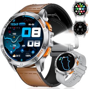 Ulteronixshop-Montre Connect&eacute;e Homme GPS avec Appel, &Eacute;tanche 5ATM Trackers D'activit&eacute; avec Lampe Torche LED, 1,43'' HD AMOLED Smartwatch avec Boussole/Barom&egrave;tre/Altim&egrave;tre, 170+ Modes Sportifs pour iO - Neuf