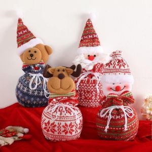 Sac cadeau de décoration de Noël Sac à bonbons de Noël avec cordon de serrage - Neuf