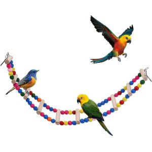 Échelle À Oiseaux En Bois Naturel Et Jouet D'escalade À Balançoire Pour Perruches, Calopsittes Et Petits Animaux De Compagnie - Amusement Et Remise En Forme Pour Vos Amis À Fourrure - Neuf