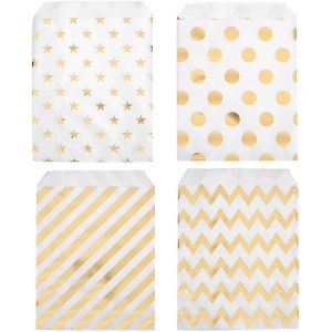 100 pcs Sacs en Papier doré Sacs Cadeaux en Papier Sacs en Papier doré Sacs en Bonbon Sacs en Bonbon Sacs de Mariage en Papier, Sacs de Bonbon, Sacs en Bonbon, 4 Dessins Mignons - Neuf