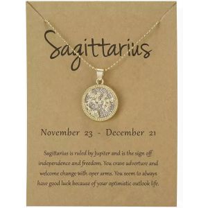 Collier Cha&icirc;ne Pendentif Signe Astrologique Signe Astrologique C&eacute;leste - Jour - Sagittaire (23 Novembre - 21 D&eacute;cembre) - Zodiaque Horoscope Astrologie C&eacute;leste Bijoux - Cadeau Femme Homme,Zinc - Neuf