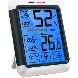 TP55 Thermomètre Numérique Hygromètre Intérieur Indicateur D'humidité avec Grand Écran Tactile et Rétroéclairage Jauges de Température, lcd - Neuf