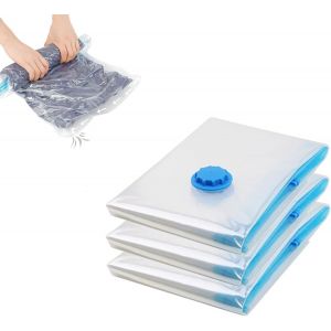 KALANKA-Rangement Sous Vide Aspirateur, Réutilisable Housse Rangement, Lot de 3 Sacs de Rangement sous Vide Aspirateur + 1 pompe manuelle, 60cm x 40cm Sac Housse de Rangement sous Vide - Neuf