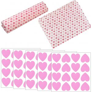 50 Morceaux De Papier D'emballage Imprimé Amour, 80 Morceaux D'autocollants Coeur, Papier D'emballage De Cuisson, Papier D'emballage De Bonbons, Papier Ciré Imperméable - Neuf