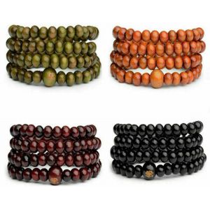 Trahoo-Lot De 4 Bracelets Bouddhistes En Bois De Santal Avec 108 Perles De Mala, Chaîne De Prière, Collier De Méditation, Collier Pour Homme Et Femme, Bijoux Cadeau - Neuf