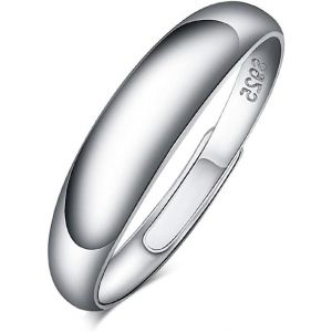 Yemaesre-Bague Couple En Argent 925, Couples Bague Réglables Pour Fiançaille Et Mariage, Bague Femme, Bague Homme, Taille De Bague 49 À 64, Cadeau De Noël Et Anniversaire - Neuf